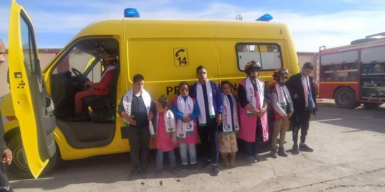 فوج ذوي اعاقة في زيارة وحدة الحماية المدنية